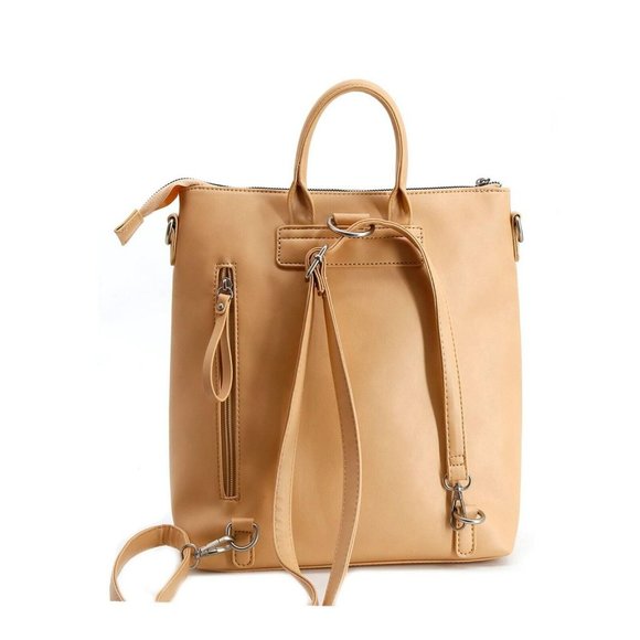 NEW French Connection Women's Elise Convertible Faux Leather Backpack, Camel NWT - Picture 2 of 8